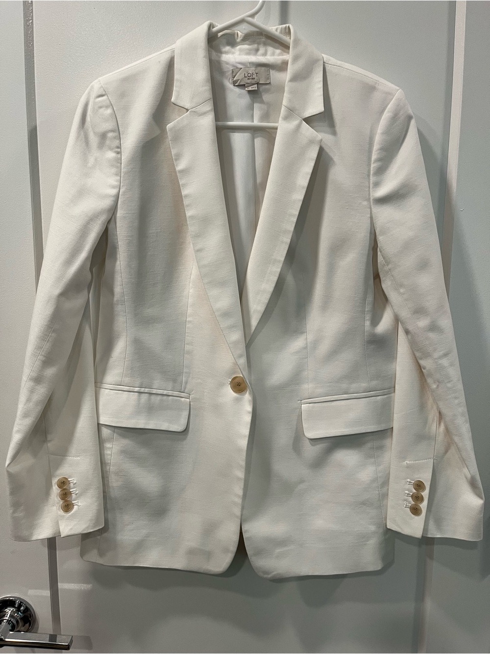 LOFT Cream Single-Button Tailored Blazer